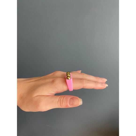 y2k pink/gold square chunky bar ring, 8 - Picture 3 of 6